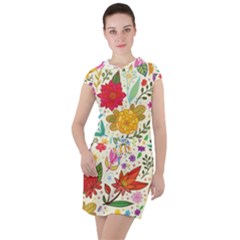 Colorful Flower Abstract Pattern Drawstring Hooded Dress by Grandong