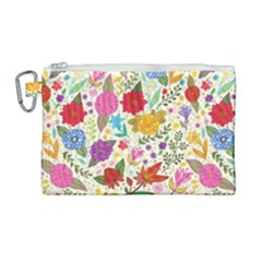 Colorful Flower Abstract Pattern Canvas Cosmetic Bag (large) by Grandong