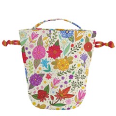 Colorful Flower Abstract Pattern Drawstring Bucket Bag by Grandong