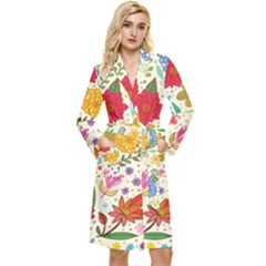 Colorful Flower Abstract Pattern Long Sleeve Velvet Robe by Grandong