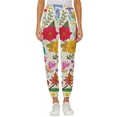 Colorful Flower Abstract Pattern Women s Cropped Drawstring Pants by Grandong