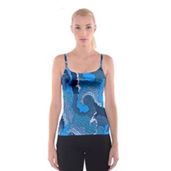 Blue Moving Texture Abstract Texture Spaghetti Strap Top