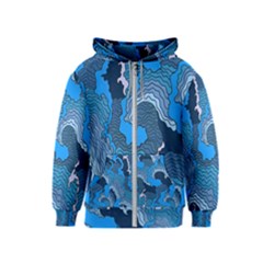 Blue Moving Texture Abstract Texture Kids  Zipper Hoodie