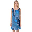 Blue Moving Texture Abstract Texture Sleeveless Satin Nightdress View1