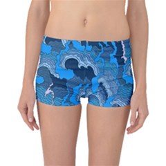 Blue Moving Texture Abstract Texture Boyleg Bikini Bottoms