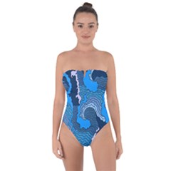 Blue Moving Texture Abstract Texture Tie Back One Piece Swimsuit