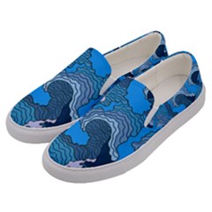 Blue Moving Texture Abstract Texture Men s Canvas Slip Ons