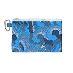 Blue Moving Texture Abstract Texture Canvas Cosmetic Bag (Medium)