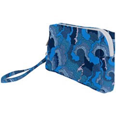 Blue Moving Texture Abstract Texture Wristlet Pouch Bag (small) by Grandong