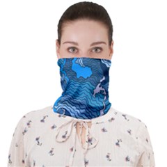 Blue Moving Texture Abstract Texture Face Covering Bandana (adult) by Grandong