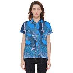 Blue Moving Texture Abstract Texture Short Sleeve Pocket Shirt