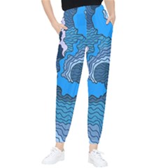 Blue Moving Texture Abstract Texture Women s Tapered Pants