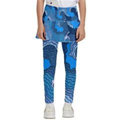 Blue Moving Texture Abstract Texture Kids  Skirted Pants by Grandong