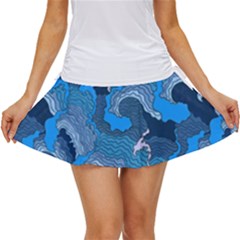 Blue Moving Texture Abstract Texture Women s Skort by Grandong