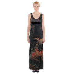 Fractal Digital Art Pattern Thigh Split Maxi Dress by Grandong