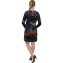 Fractal Digital Art Pattern Long Sleeve Hoodie Dress View2