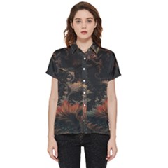 Fractal Digital Art Pattern Short Sleeve Pocket Shirt by Grandong