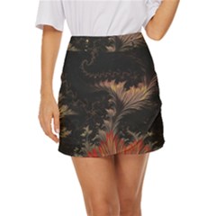 Fractal Digital Art Pattern Mini Front Wrap Skirt