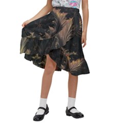 Fractal Digital Art Pattern Kids  Ruffle Flared Wrap Midi Skirt by Grandong