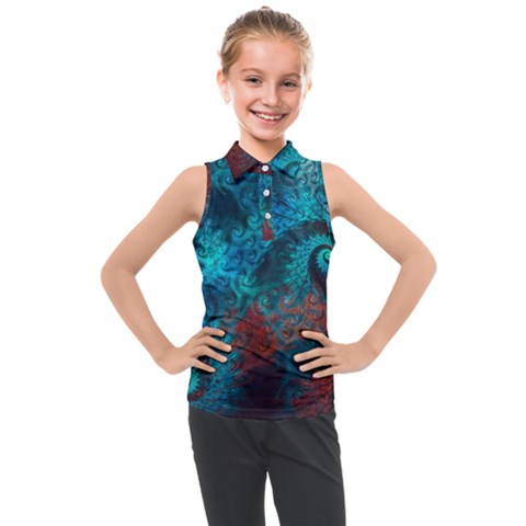 Spiral Abstract Pattern Abstract Kids  Sleeveless Polo T-shirt by Grandong