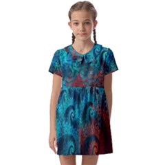 Spiral Abstract Pattern Abstract Kids  Asymmetric Collar Dress