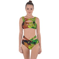 Colorful Autumn Leaves Texture Abstract Pattern Bandaged Up Bikini Set  by Grandong