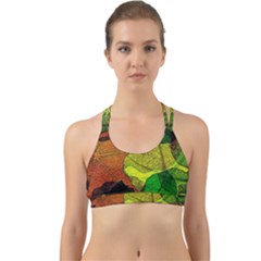 Colorful Autumn Leaves Texture Abstract Pattern Back Web Sports Bra by Grandong