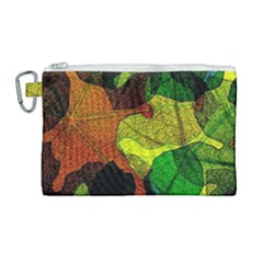 Colorful Autumn Leaves Texture Abstract Pattern Canvas Cosmetic Bag (large) by Grandong