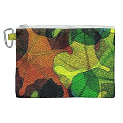 Colorful Autumn Leaves Texture Abstract Pattern Canvas Cosmetic Bag (xl) by Grandong