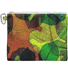 Colorful Autumn Leaves Texture Abstract Pattern Canvas Cosmetic Bag (xxxl) by Grandong