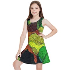 Colorful Autumn Leaves Texture Abstract Pattern Kids  Lightweight Sleeveless Dress by Grandong