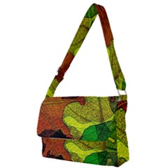 Colorful Autumn Leaves Texture Abstract Pattern Full Print Messenger Bag (s) by Grandong