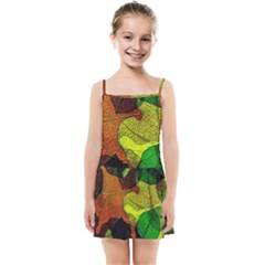 Colorful Autumn Leaves Texture Abstract Pattern Kids  Summer Sun Dress by Grandong