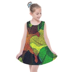 Colorful Autumn Leaves Texture Abstract Pattern Kids  Summer Dress by Grandong