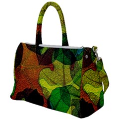 Colorful Autumn Leaves Texture Abstract Pattern Duffel Travel Bag by Grandong