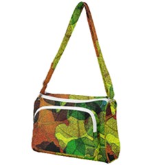 Colorful Autumn Leaves Texture Abstract Pattern Front Pocket Crossbody Bag by Grandong