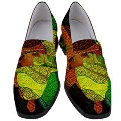 Colorful Autumn Leaves Texture Abstract Pattern Women s Chunky Heel Loafers by Grandong