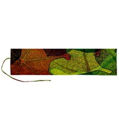 Colorful Autumn Leaves Texture Abstract Pattern Roll Up Canvas Pencil Holder (l) by Grandong