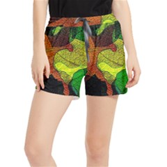 Colorful Autumn Leaves Texture Abstract Pattern Women s Runner Shorts by Grandong