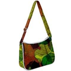 Colorful Autumn Leaves Texture Abstract Pattern Zip Up Shoulder Bag by Grandong