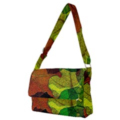 Colorful Autumn Leaves Texture Abstract Pattern Full Print Messenger Bag (m) by Grandong