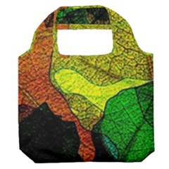 Colorful Autumn Leaves Texture Abstract Pattern Premium Foldable Grocery Recycle Bag by Grandong