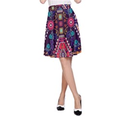 Pattern Ornament Motif Colorful Texture A-line Skirt by Grandong