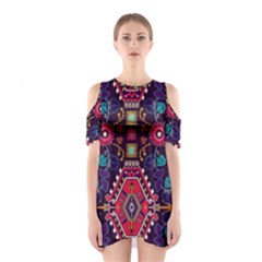 Pattern Ornament Motif Colorful Texture Shoulder Cutout One Piece Dress by Grandong