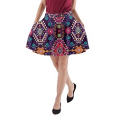 Pattern Ornament Motif Colorful Texture A-line Pocket Skirt by Grandong