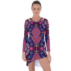 Pattern Ornament Motif Colorful Texture Asymmetric Cut-out Shift Dress by Grandong