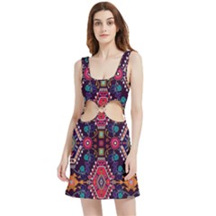 Pattern Ornament Motif Colorful Texture Velour Cutout Dress by Grandong