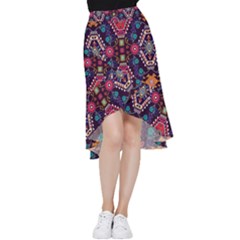 Pattern Ornament Motif Colorful Texture Frill Hi Low Chiffon Skirt by Grandong