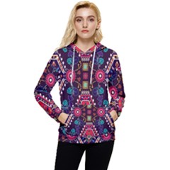 Pattern Ornament Motif Colorful Texture Women s Lightweight Drawstring Hoodie by Grandong