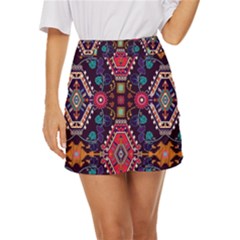 Pattern Ornament Motif Colorful Texture Mini Front Wrap Skirt